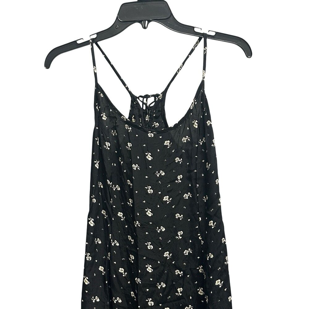 Laundry by Shelli Segal Tank Black Floral Lace Up Back Summer Flowy Dress Sz 12 - Picture 2 of 7